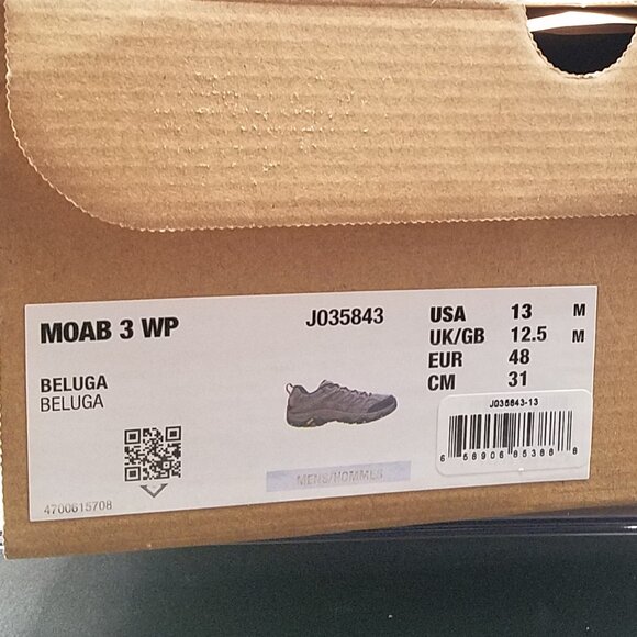 Merrell MOAB 3 Men’s Hiking Shoes – Size 13 – Beluga Grey #J035843 – NEW in Box! - Picture 12 of 12
